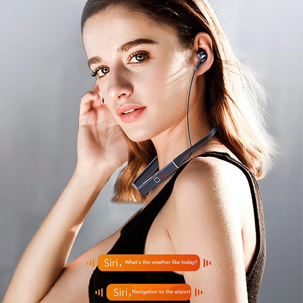 Auriculares inalámbricos Endurance compatibles con Bluetooth, auriculares bajos con micrófono, auriculares estéreo con banda para el cuello, auriculares deportivos con tarjeta TF - imagen 2