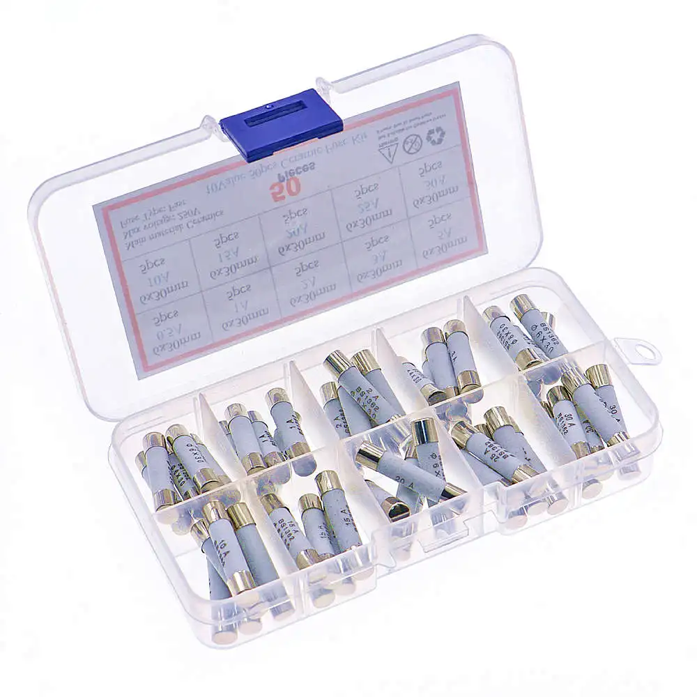 Surtido de fusibles de cerámica, Kit de soplado rápido de 6mm x 30mm y 250V, 0,5a, 1A, 2A, 3A, 5A, 10A, 15A, 20A, 25A, 30A, 50 unids/caja - imagen 3