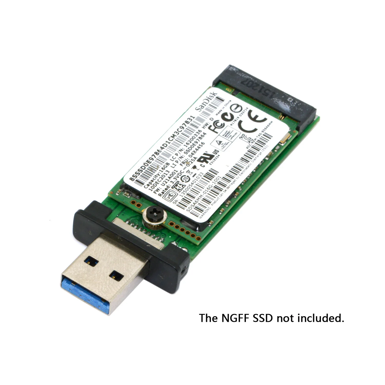Cablecc-Adaptador de tarjeta transportadora PCBA externa NGFF M2 SSD a USB 3,0, disco Flash con funda negra, 42mm - imagen 3