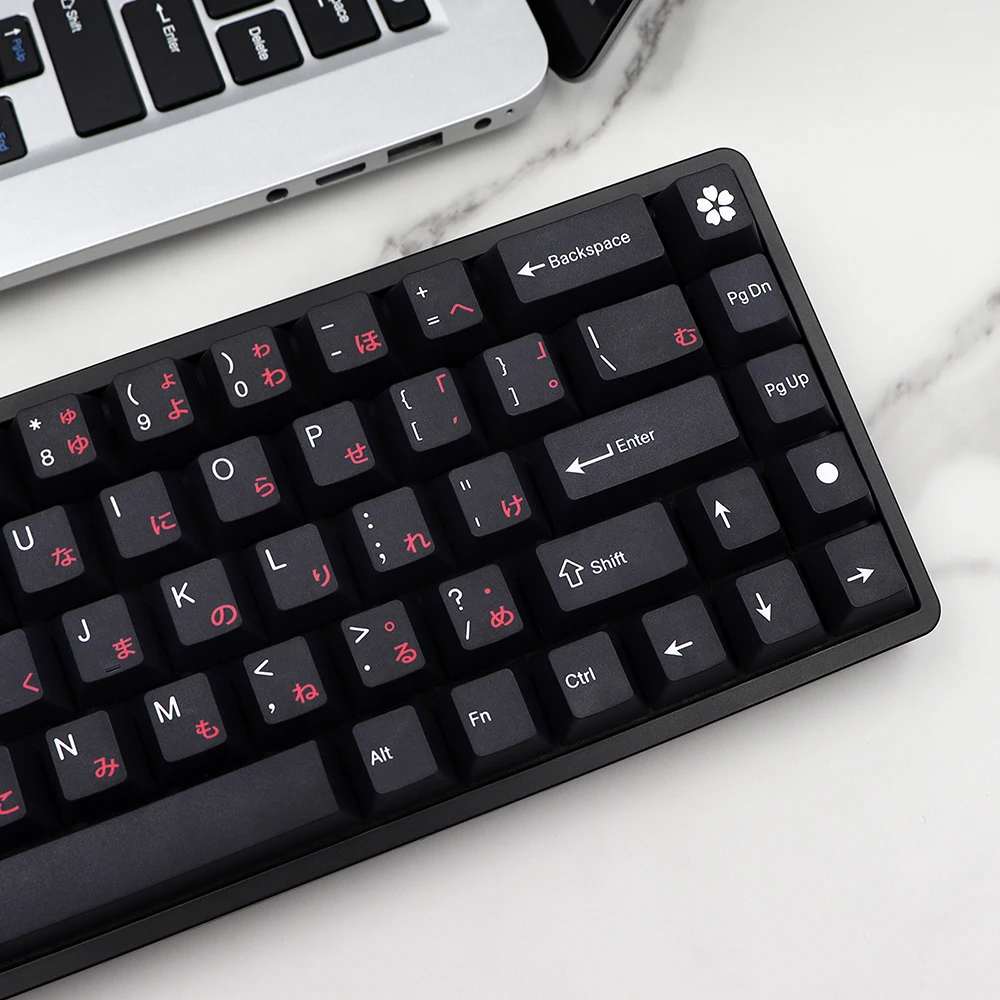 Juego de teclas de samurái de GMK-KEY, teclas minimalistas negras, perfil PBT Cherry, para dz60/64/68/75/84/87/96/980/104 - imagen 5