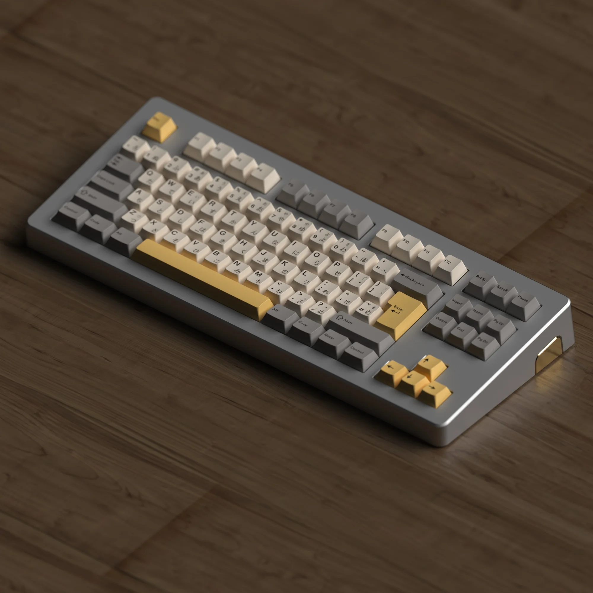 Teclas personalizadas para teclado mecánico, teclas de doble disparo, perfil de cereza, PBT japonés, gris leche del desierto, amarillo, GH60, GK64, RK87 - imagen 4