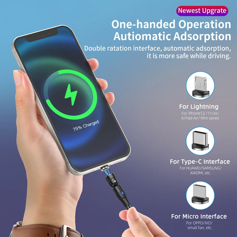 Cable de carga rápida PD de 60W, Cables de datos micro magnéticos USB a tipo C para iPhone, Cable de carga para Xiaomi, Samsung, Macbook y portátil - imagen 5