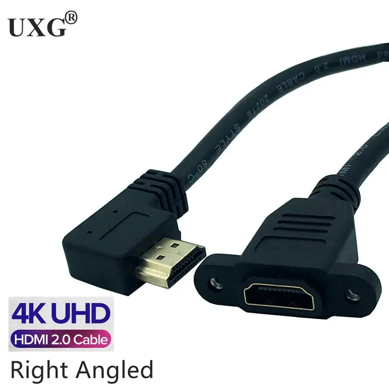 Cable de ángulo recto HD 2,0 V, montaje en Panel macho a hembra HD con tornillo 4K x 2k 60Hz, Cable de extensión compatible con HDMI - imagen 3
