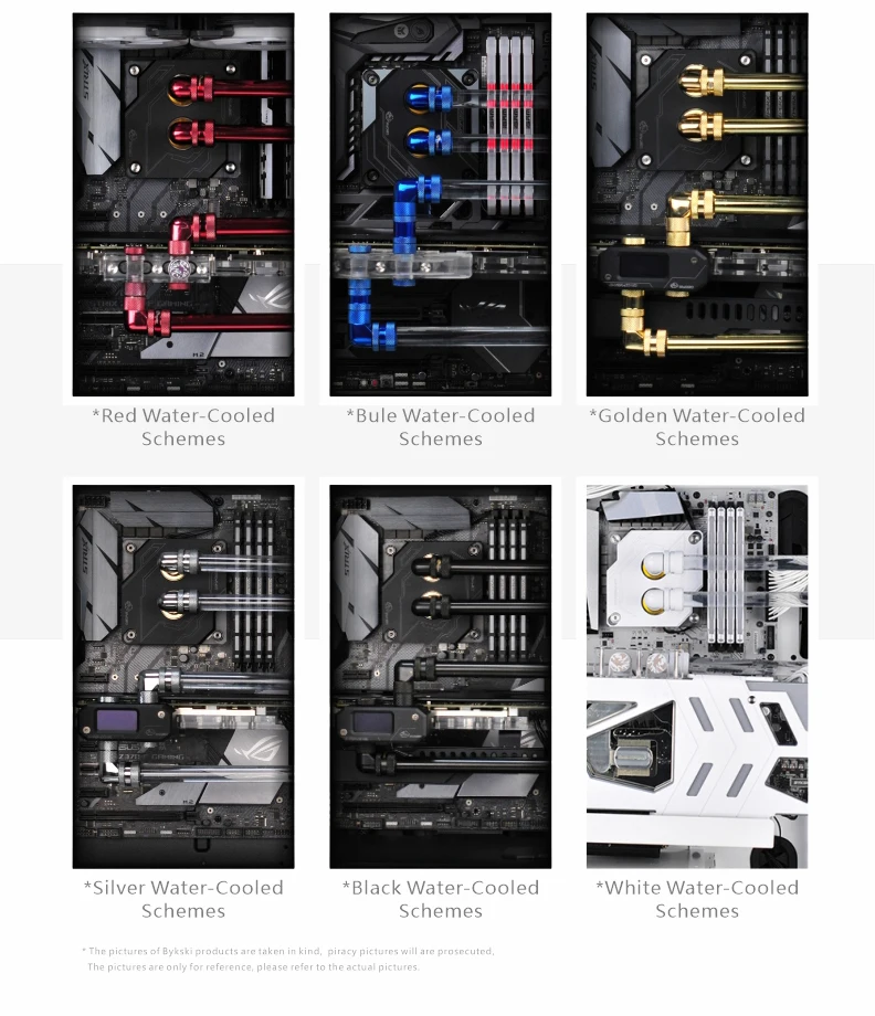 Una caja de computadora con tubos de enfriamiento de agua de diferentes colores