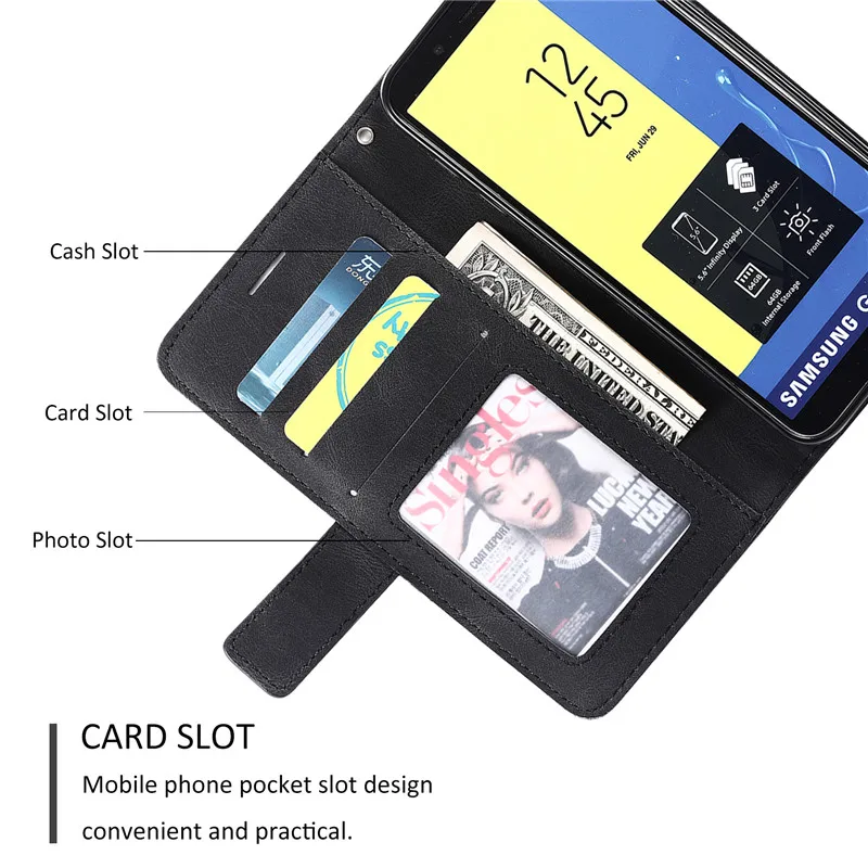Leather Case on For Coque Samsung Galaxy J6 2018 Case Flip Cover na for Fundas Samsung J6 2018 Phone Cases Galaxy J8 2018 Etui - imagen 4