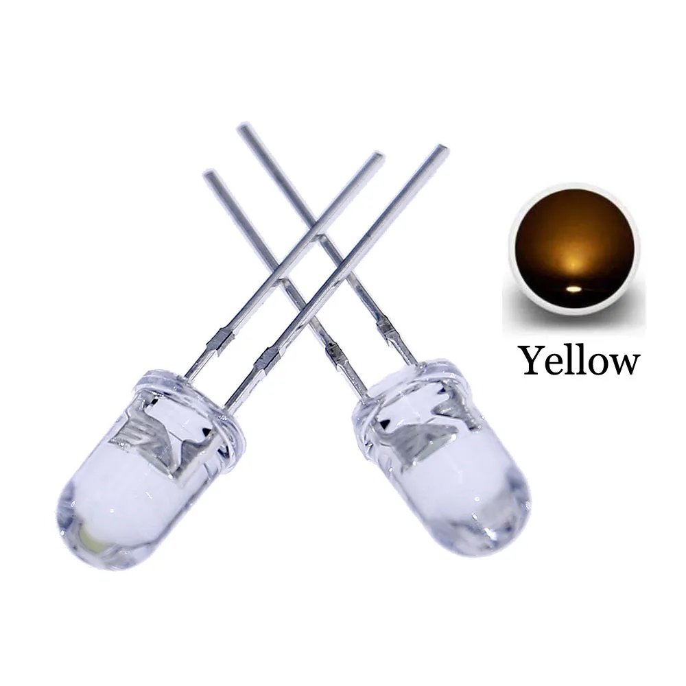 Kit surtido de diodos emisores de luz LED transparentes F5, Kit de bricolaje, 100 piezas, 5mm, blanco, verde, rojo, azul, amarillo, naranja, rosa, morado, Blanco cálido - imagen 3