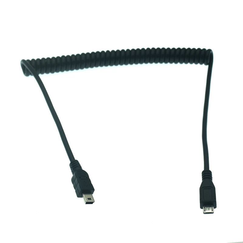 Micro USB B 5 Pines Macho Mini USB B 5 Pines Macho Adaptador Espiral Cable Carga Datos 3 Pies - imagen 2