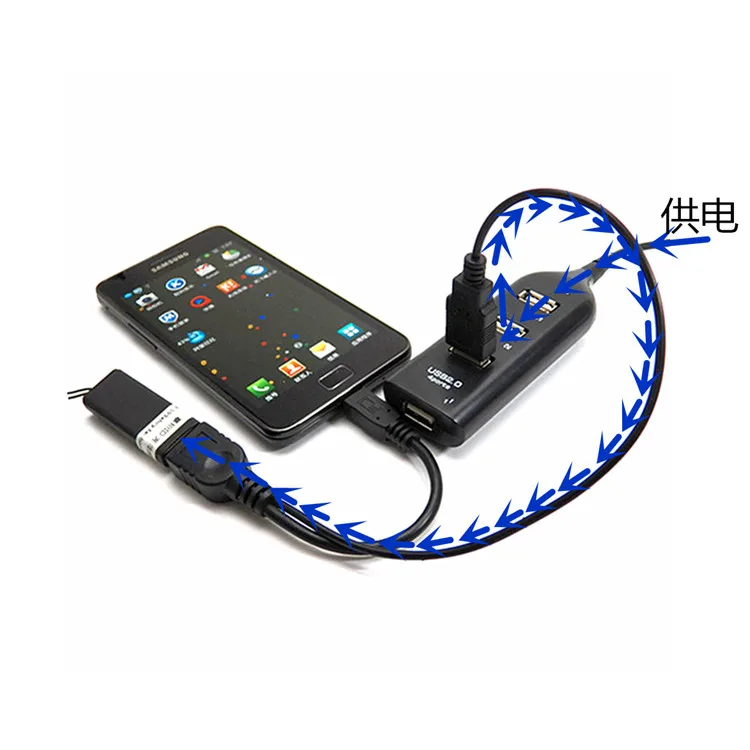 90 Grad Abgewinkelt Micro USB Stecker Auf USB Usb-buchse Host-otg Kabel mit USB Power Enhancer Hub Adaptador Y Splitter - imagen 5