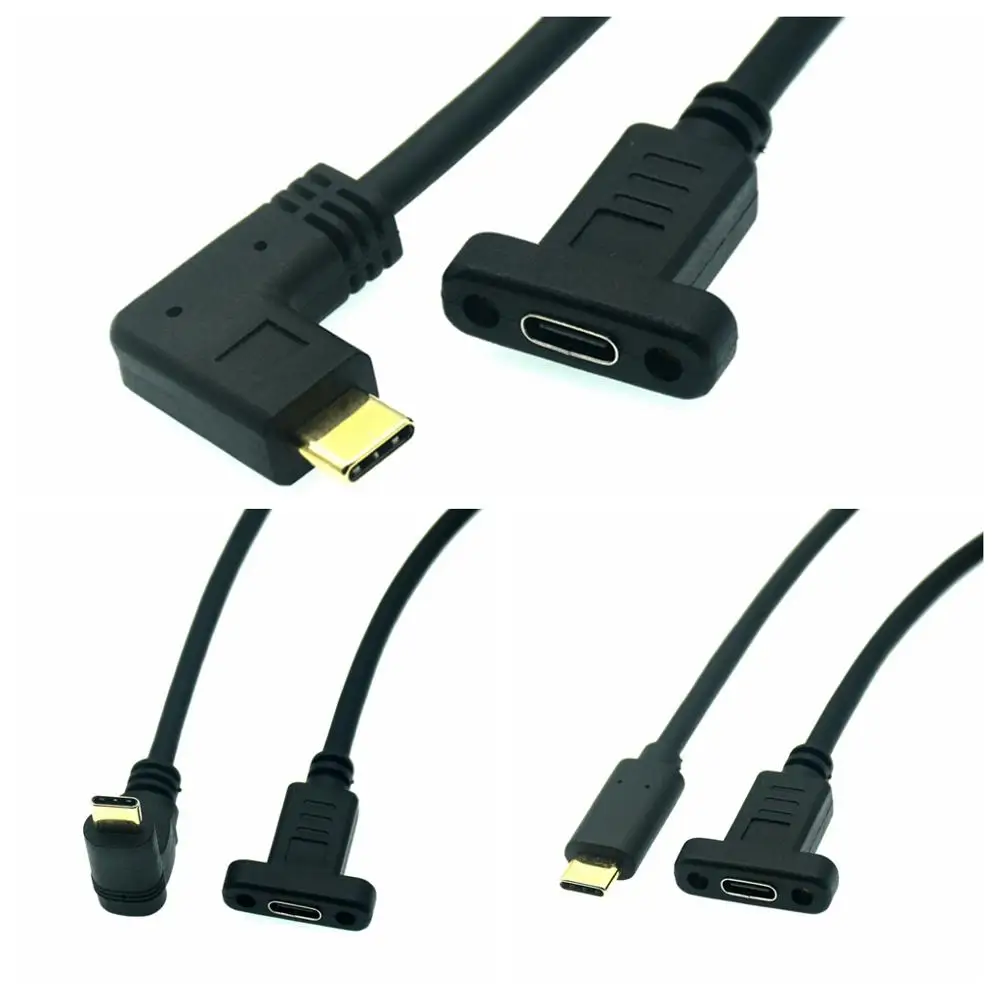 Cable de extensión macho a hembra, adaptador de Cable con agujero de tornillo de montaje en Panel, 10gbps, 4K, HD, USB C, USB3.1, tipo C, 100W, PD, QC 4,0 - imagen 3