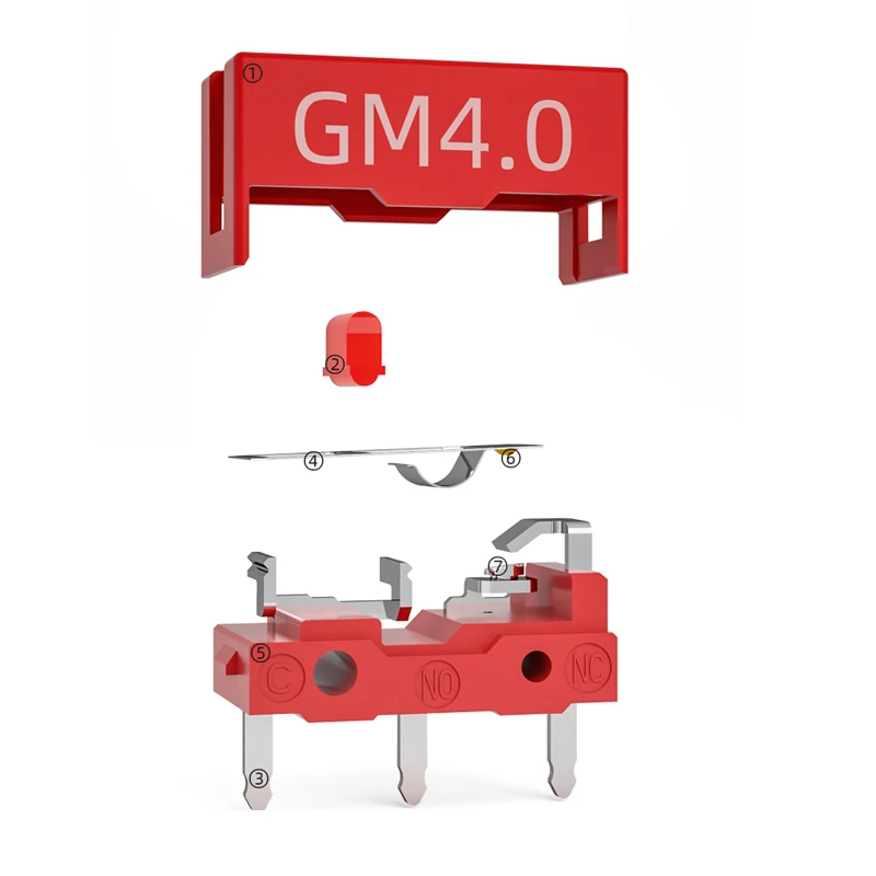 Kailh-ratón rojo GM4.0 60M life para videojuegos, de 3 pines microinterruptor, punto rojo utilizado en ordenador, Botón izquierdo y derecho, CMI126601D01-3, 2 uds. - imagen 3