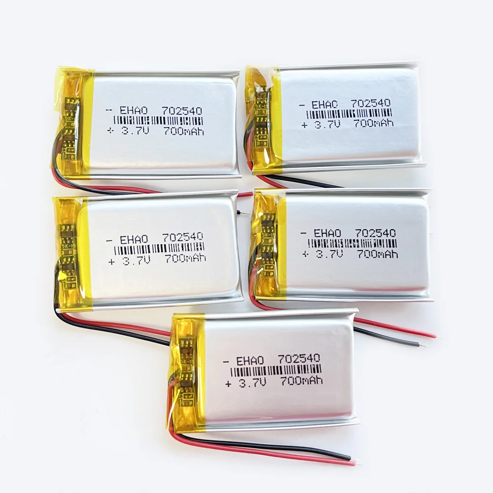 5 pilas recargables Lipo PCS 3,7 V 700 mAh 702540   Para Mp3 GPS pluma de grabación Bluetooth altavoz simulación Robot escáner