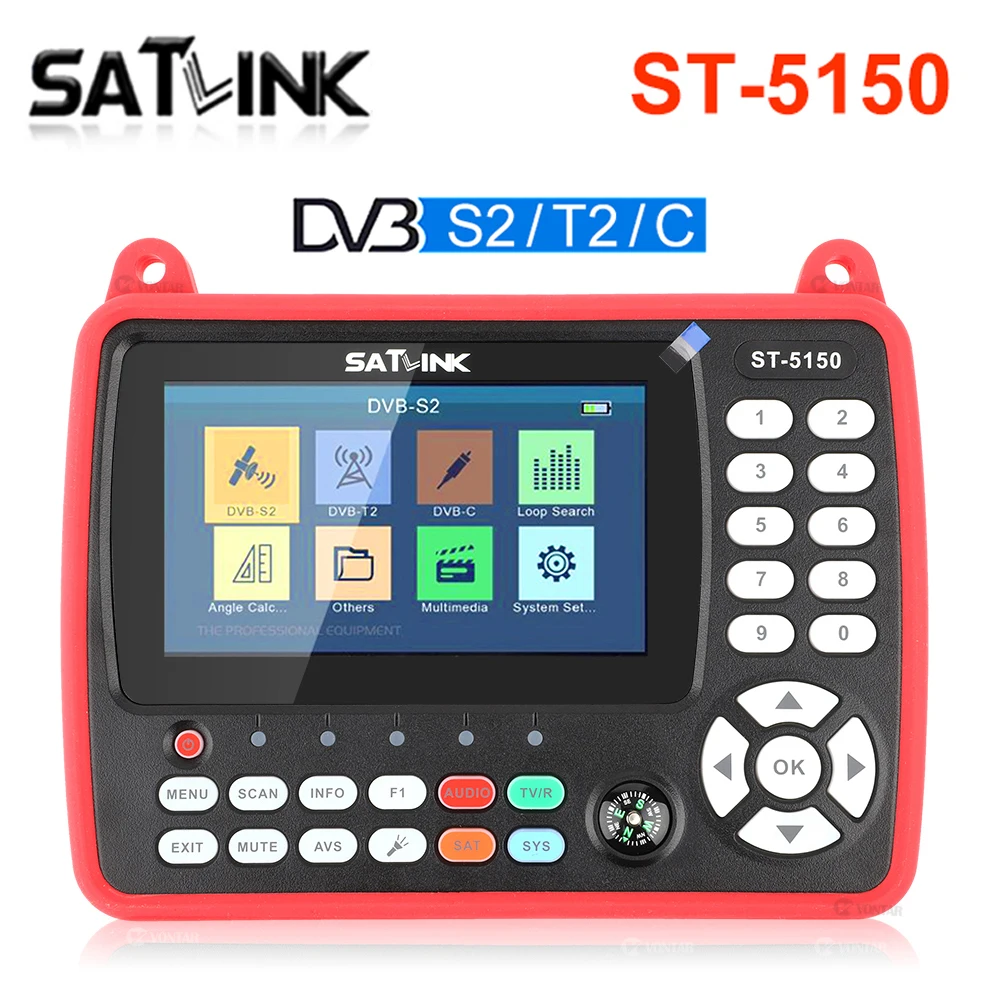 SATLINK-Localizador de satélite Original ST-5150/T2/C, COMBO HD, medidor H.265, HEVC, DVB-S2, QPSK, 8PSK, 16APSK, pantalla TFT LCD de 4,3 pulgadas