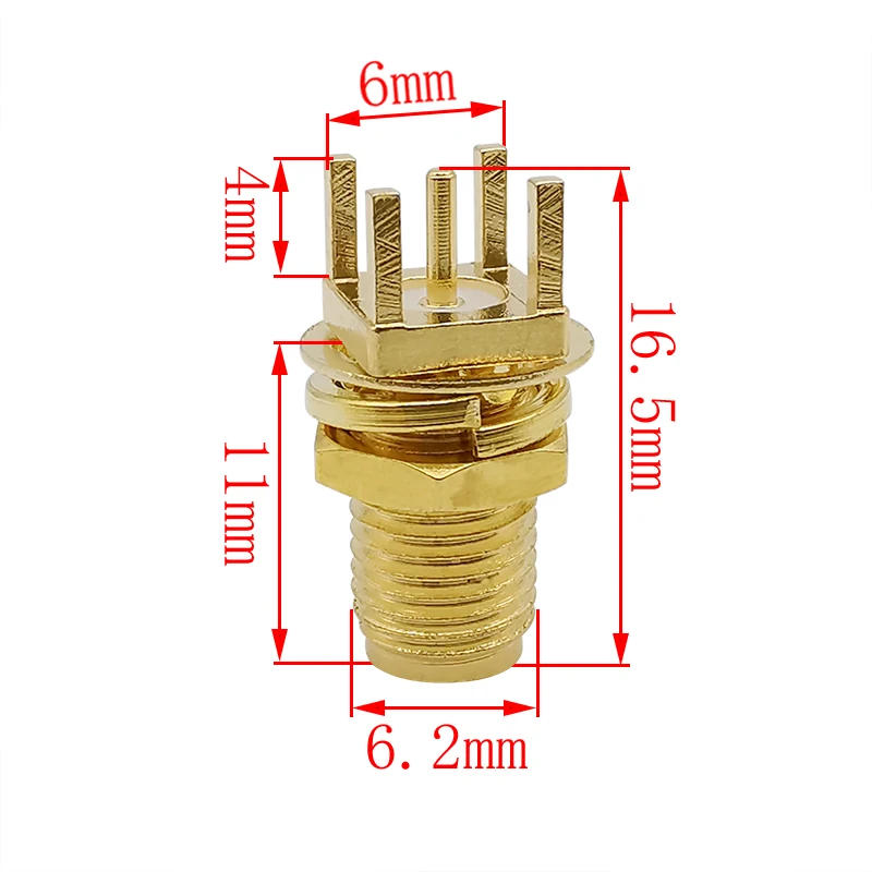 Conector de soldadura de montaje de borde de panel PCB hembra SMA, orificio pasante vertical, adaptador de RF de toma de antena SMA-KE con arandela de tuerca - imagen 5
