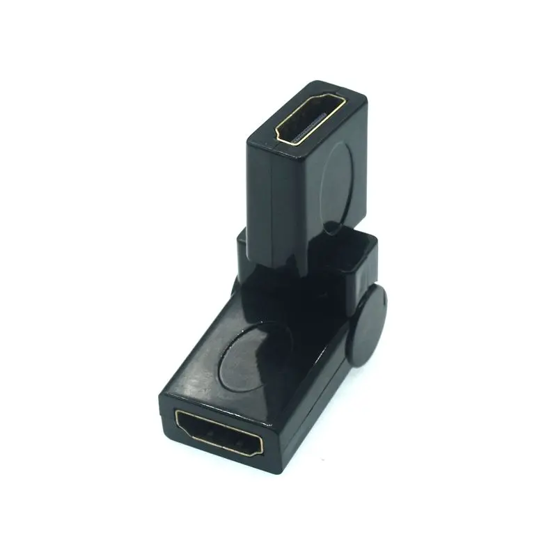 Adaptador chapado en oro HD A hembra, compatible con HDMI, 90, 180, rotación de ángulo recto de 360 grados, versión de datos HD, 1,4 V - imagen 2