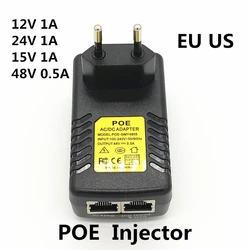 Inyector PoE 48V 0.5A - Adaptador Ethernet para Cámaras IP