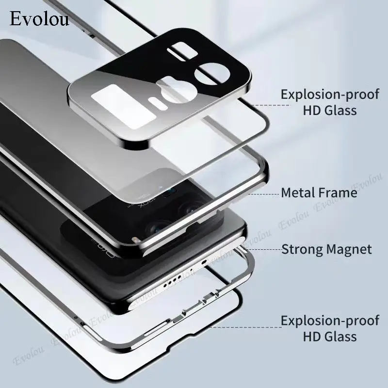 Funda de teléfono para Xiaomi Mi 11 Ultra, protección completa 360, adsorción magnética templada de doble cara, Mi 11, 10 pro - imagen 4