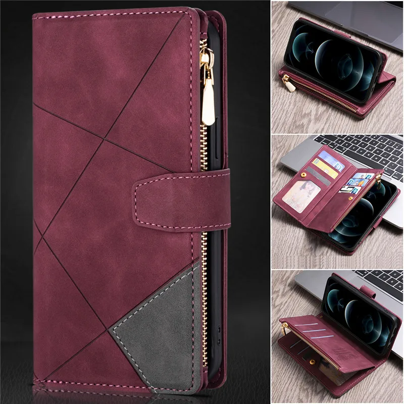 Funda de cuero con cremallera para Huawei P20 P30 P40 Lite Pro Y6S Y6 Y7 P Smart 2019 Honor 10 Lite 8A, funda con múltiples ranuras para tarjetas, bolsa para teléfono - imagen 3