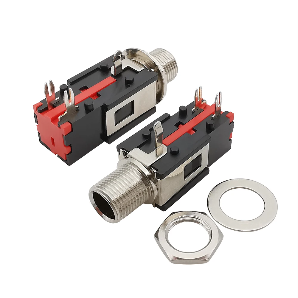 1/2/5 Uds bloqueo de rosca 6,35mm toma de auriculares teléfono Audio Mono/estéreo conector hembra 6,35 1/4 pulgadas adaptador de montaje en Panel - imagen 5