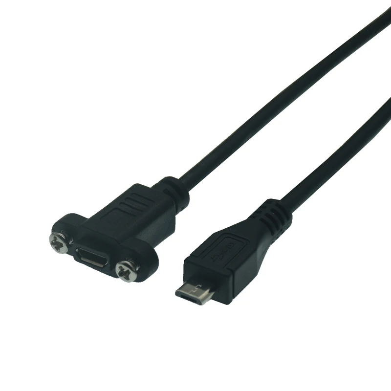 Conector macho Micro Mini USB 2,0 a Cable de extensión hembra Micro USB 2,0 paso 17,5mm con tornillos orificio de montaje en Panel 0,25 m - imagen 2