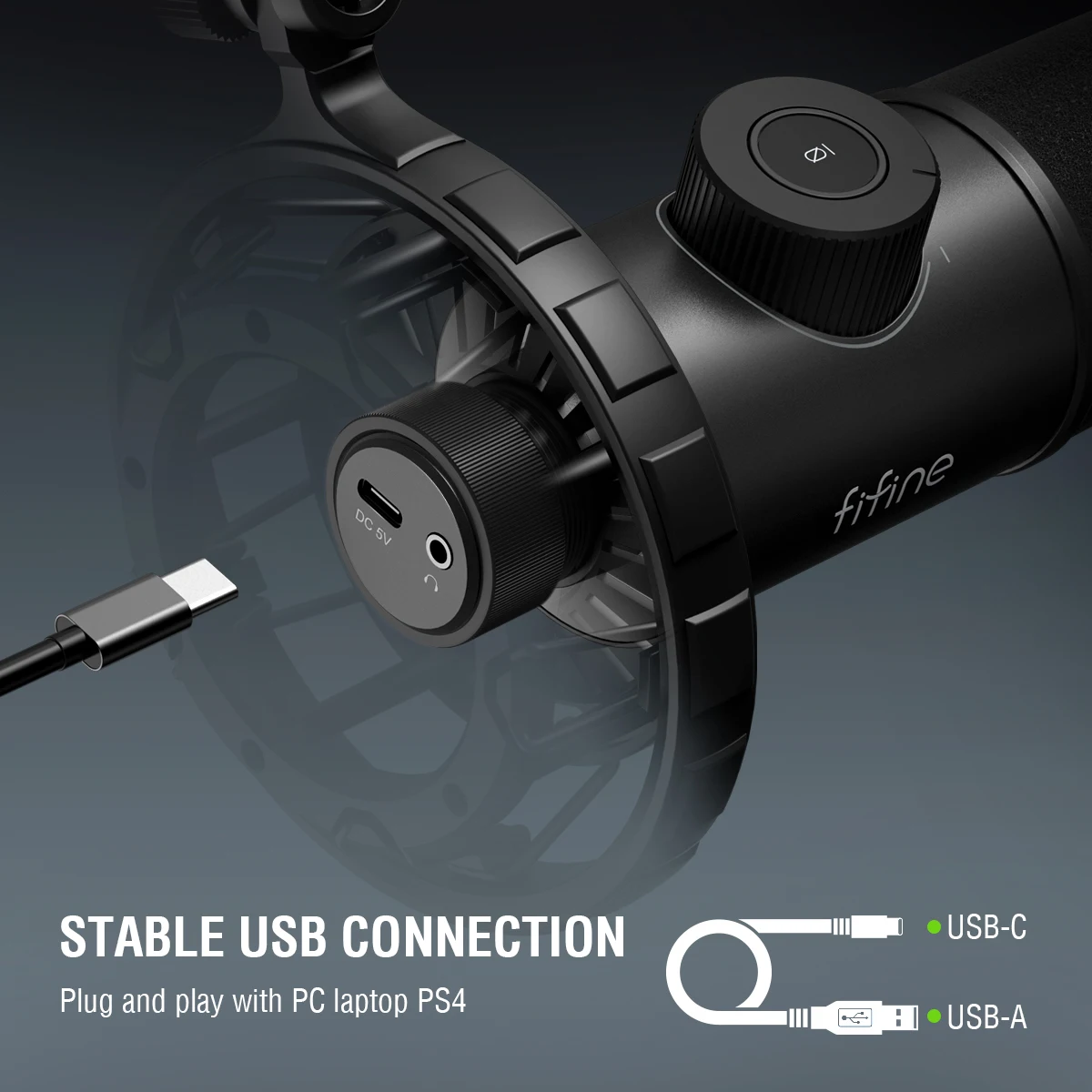 FIFINE K658 Micrófono USB para PC y computadora portátil, micrófono para juegos con grifo a silencio, iluminación RGB, conector para auriculares, para transmisión/grabación - imagen 3