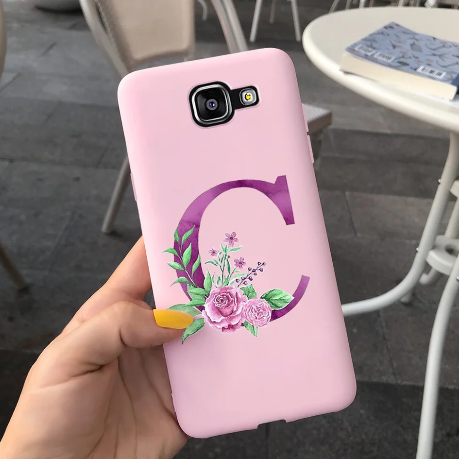 Funda de TPU con letras para Samsung Galaxy A5 2016 A5 2017, Funda con letras del alfabeto de flores, Funda protectora suave para Samsung A5 A 5 2016 2017 - imagen 4