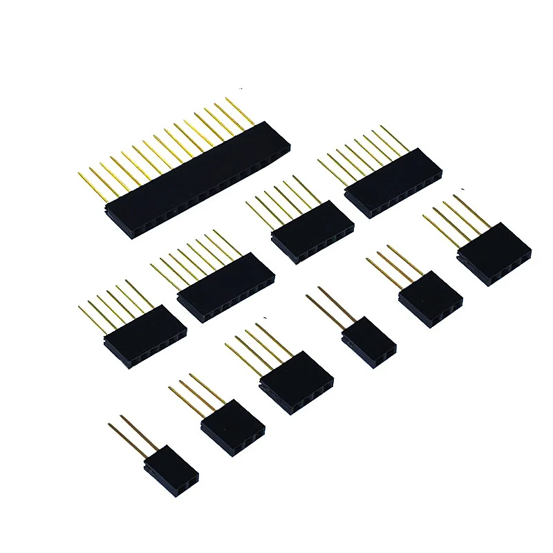 10-100 Uds 1X2/3/4/6/8/10/15 Pin 2,54 MM cabezal femenino de patas largas apilables para Arduino Shield Stlxy - imagen 3