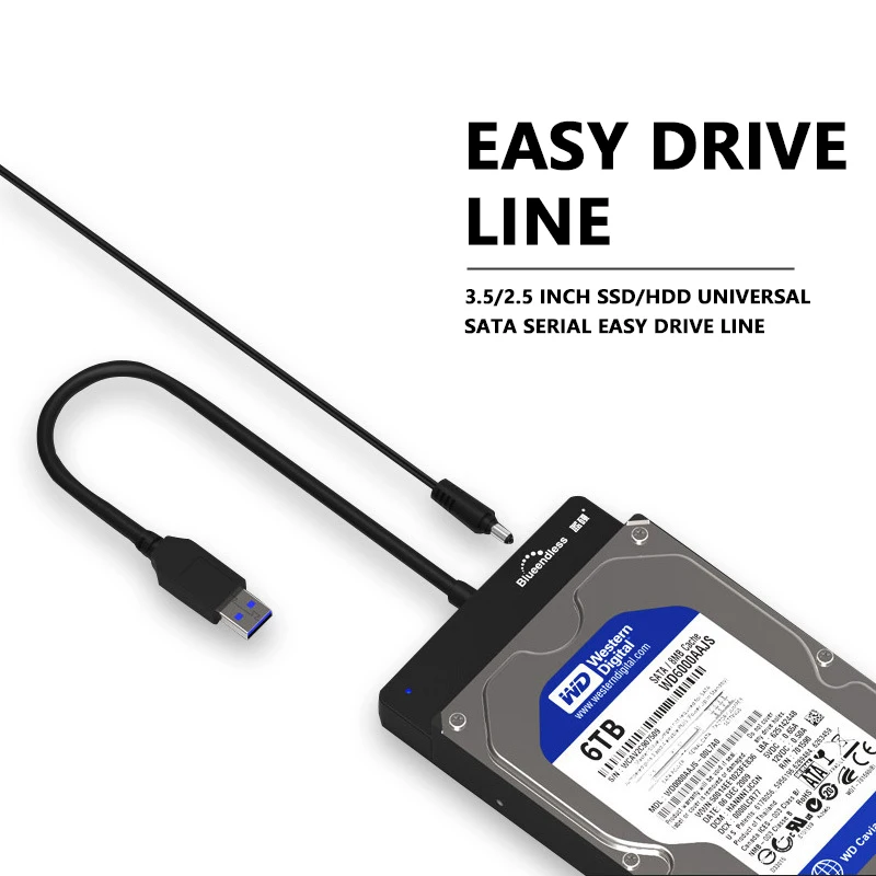 UTHAI easy drive line usb3.0 a sata portátil 2,5 pulgadas 3,5 pulgadas disco duro cable adaptador universal con fuente de alimentación - imagen 3