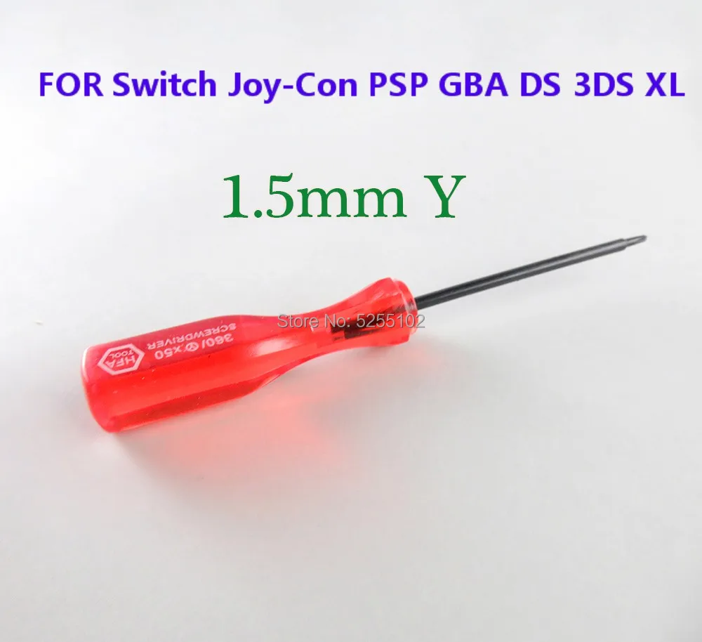 100 Uds para NS Switch Joy Con PSP GBA DS 3DS XL 1,5mm Tri ala Phillips destornillador Y herramienta de accionamiento de tornillo 1,5 MM Y destornillador rojo