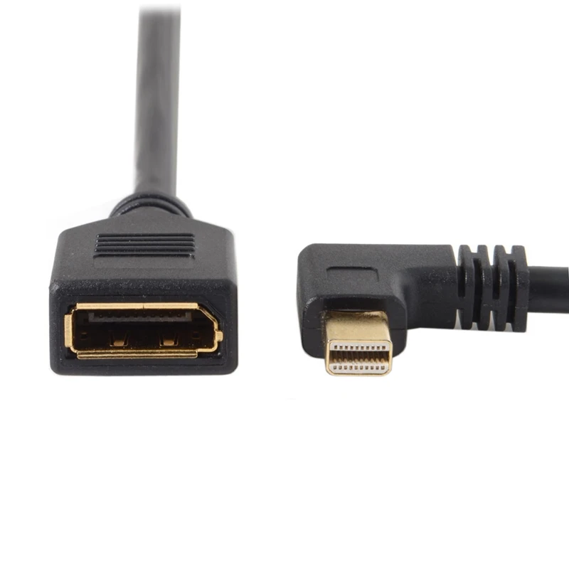 Cable en ángulo Mini DP DisplayPort a DisplayPort hembra para pantallas y monitores, Cable de 25cm, 90 grados, derecho, Izquierdo, hacia arriba y hacia abajo - imagen 2
