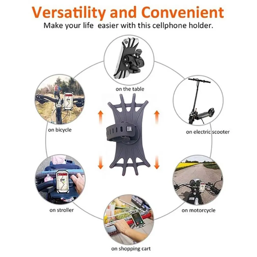 Soporte Universal de teléfono móvil para bicicleta, de silicona, para manillar de motocicleta y bicicleta - imagen 4