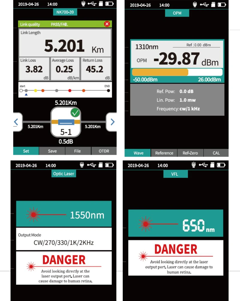 Reflectómetro de fibra óptica Pro Mini OTDR 980rev con 9 funciones VFL OLS OPM mapa de eventos 24dB para probador Ethernet de Cable de fibra de 64km - imagen 5