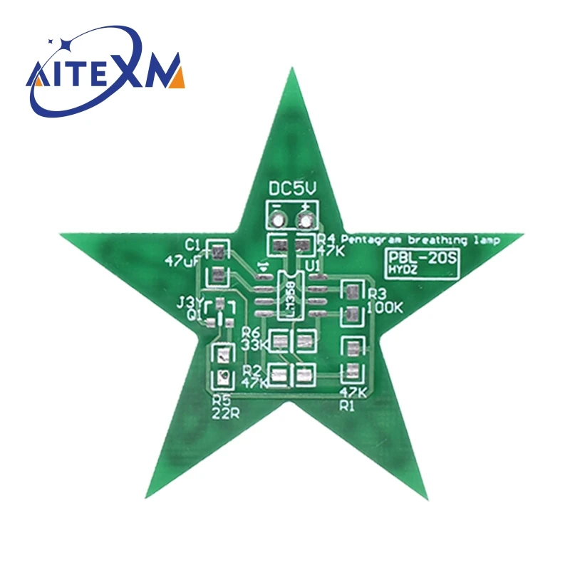 Kit de bricolaje de entrenamiento para estudiantes, luz de respiración con estrella de cinco puntas, luz LED degradada para entrenamiento de soldadura navideña, rojo, verde y azul - imagen 5