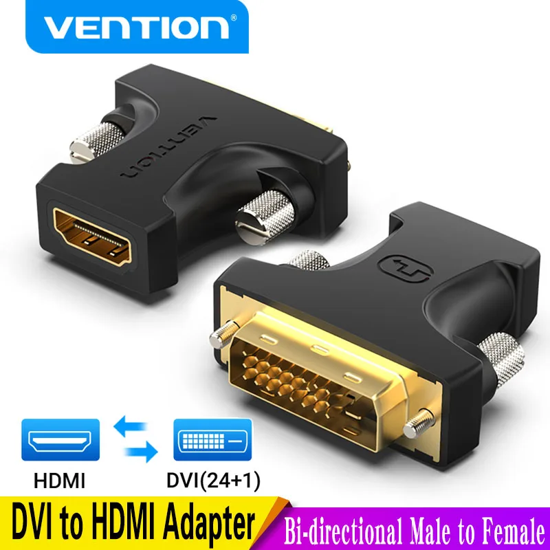 Adaptador Vention DVI a HDMI bidireccional DVI D 24 + 1 macho a HDMI hembra Cable conector convertidor para proyector HDMI a DVI-D