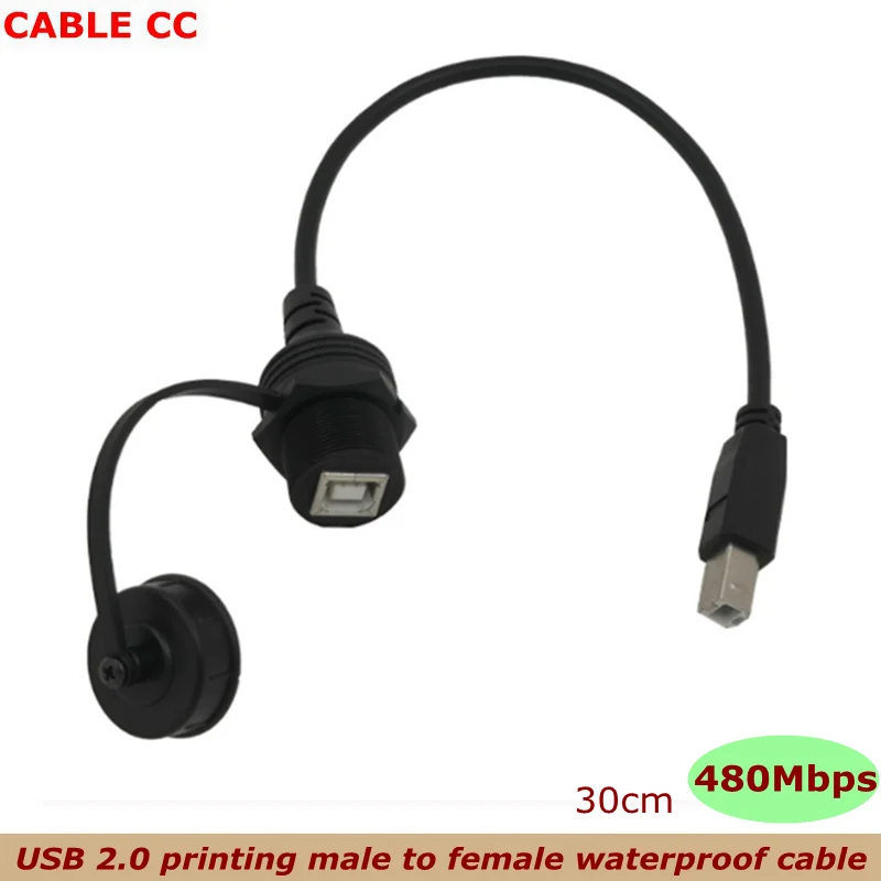 Cable impermeable USB 2,0 B IP67 impreso macho a hembra para instalación integrada en salpicaderos de automóviles, navios y motocicletas