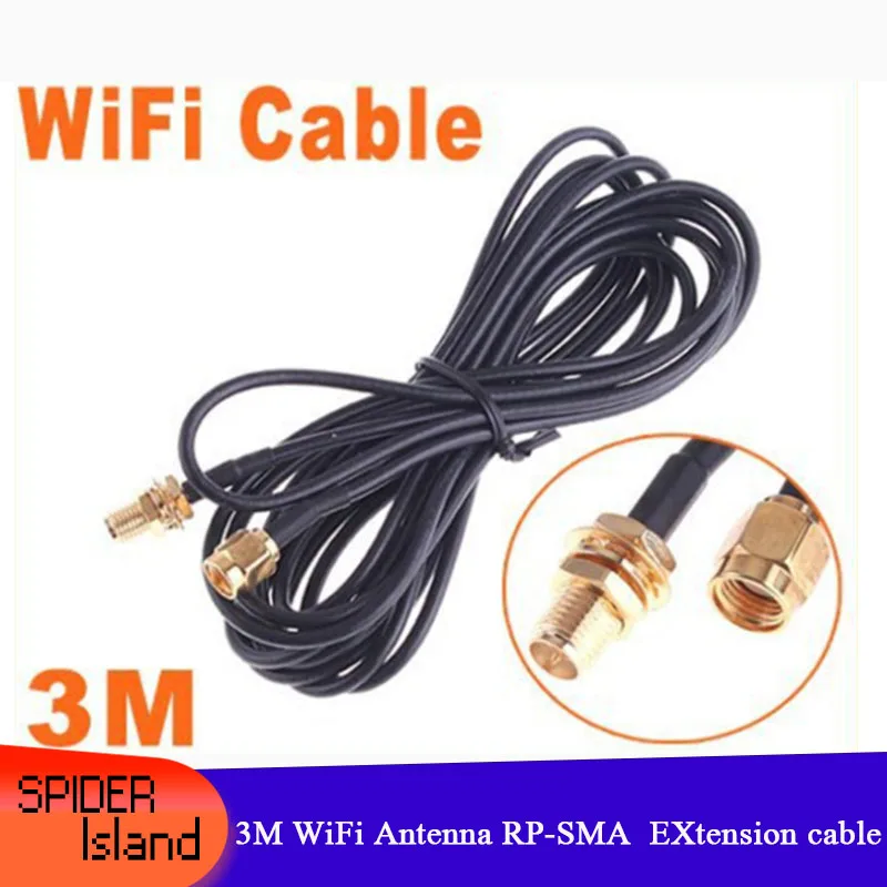 Cable de extensión de RP-SMA de antena WiFi para enrutador, 3M, gran oferta, 5 unids/lote