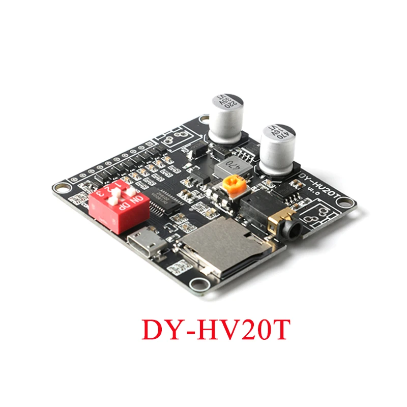 DY-HV20T-fuente de alimentación de 12V/24V, módulo de reproducción de voz de 10W/20W, compatible con tarjeta Micro SD DY-HV8F, reproductor de música MP3 para Arduino - imagen 2