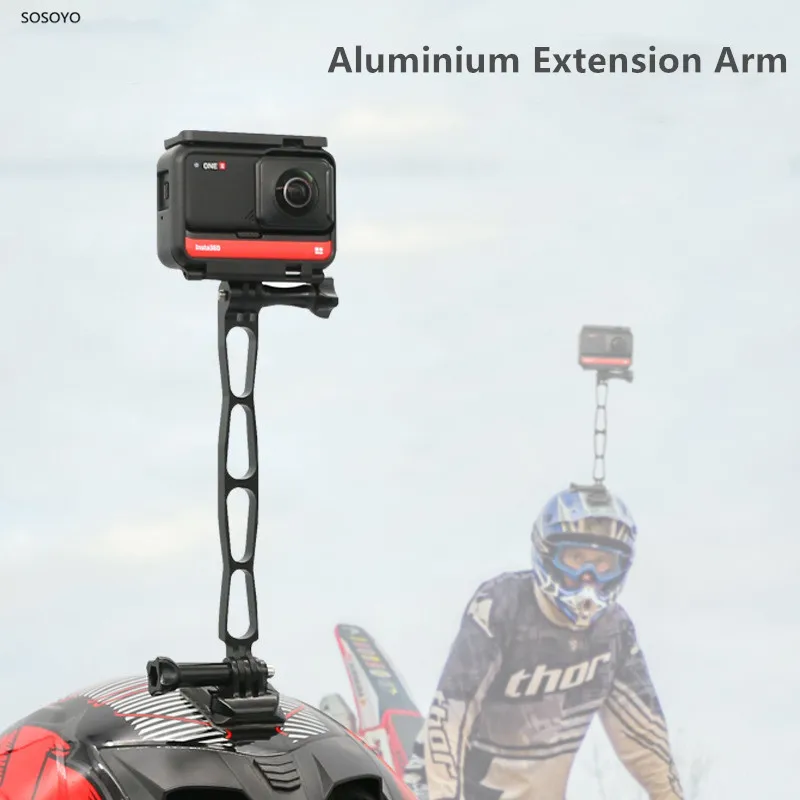 Brazo de extensión de Selfie de aluminio, varilla alargada, soporte negro para cámara de acción insta360 One R X Gopro Max DJI Osmo