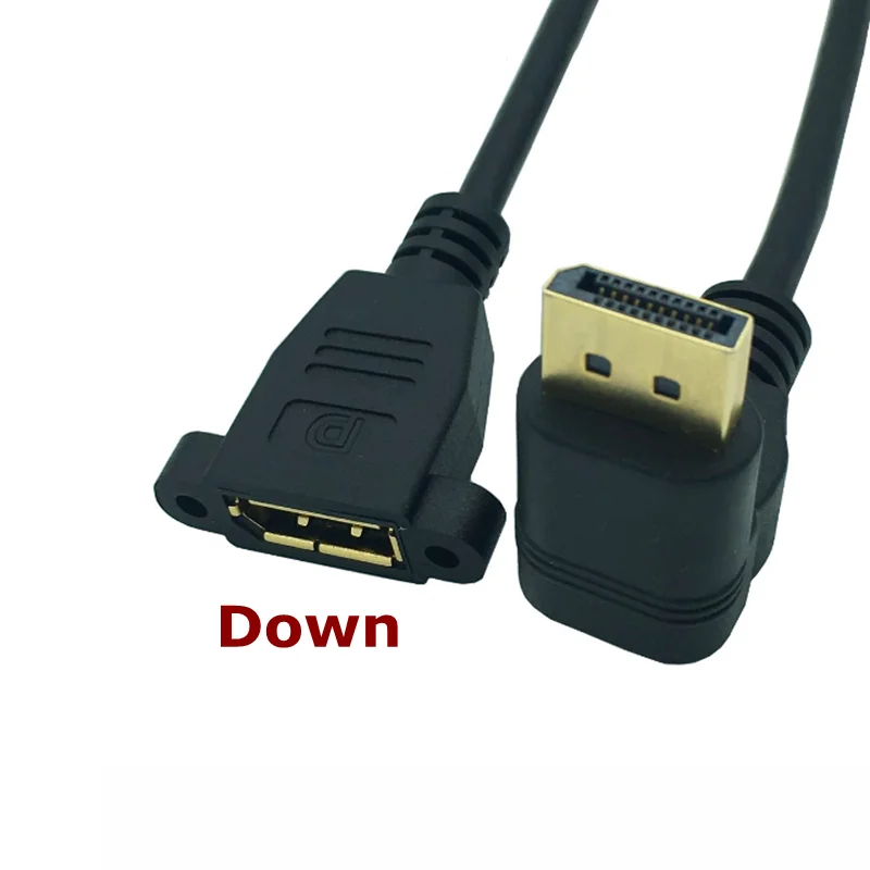 Adaptador de cable de extensión de montaje en panel Displayport, codo de ángulo de 90 grados, 30cm, HD DP, 1,4 V, macho a tornillo de enchufe de autobús, 2K @ 144Hz - imagen 4