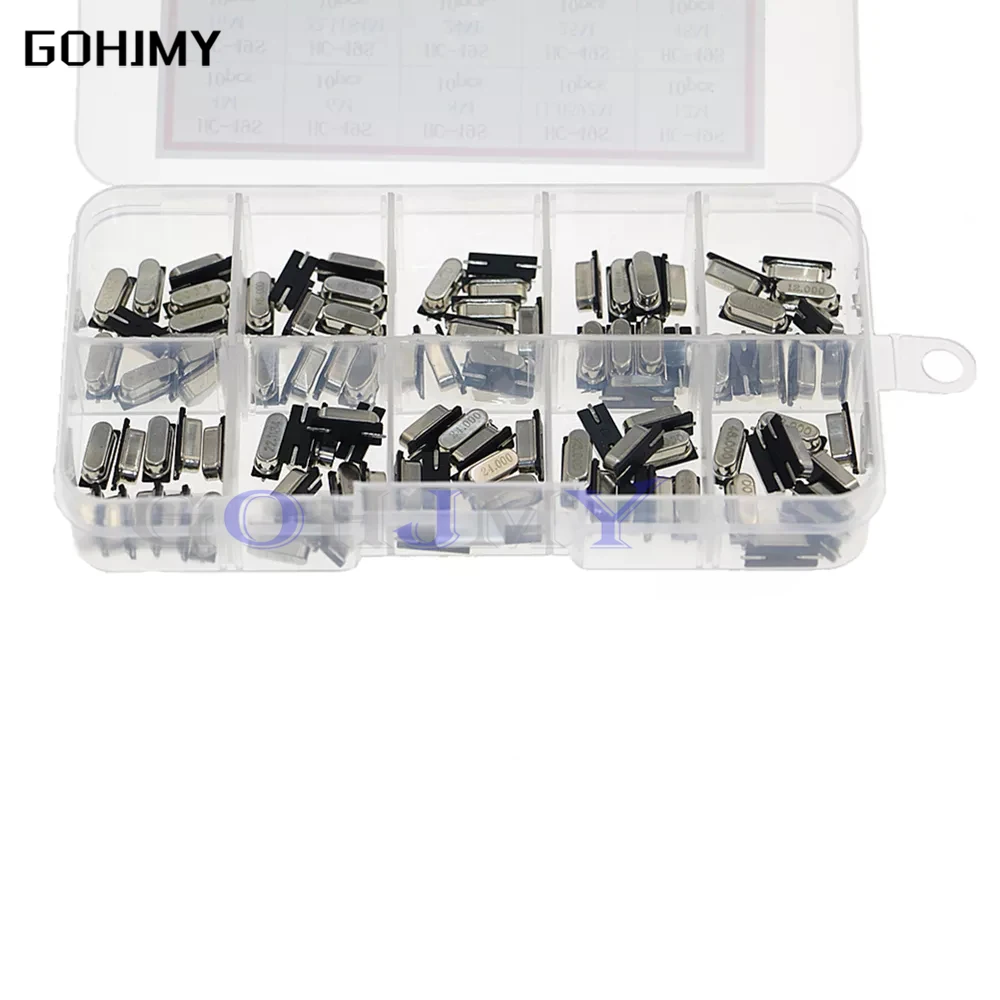 10 valores HC-49S resonador de cuarzo de cristal SMD de Kit oscilador 4MHz 6MHz 8MHz 12MHz 16MHz 24MHz 25MHz 48MHz 2Pin bricolaje electrónica conjunto - imagen 2