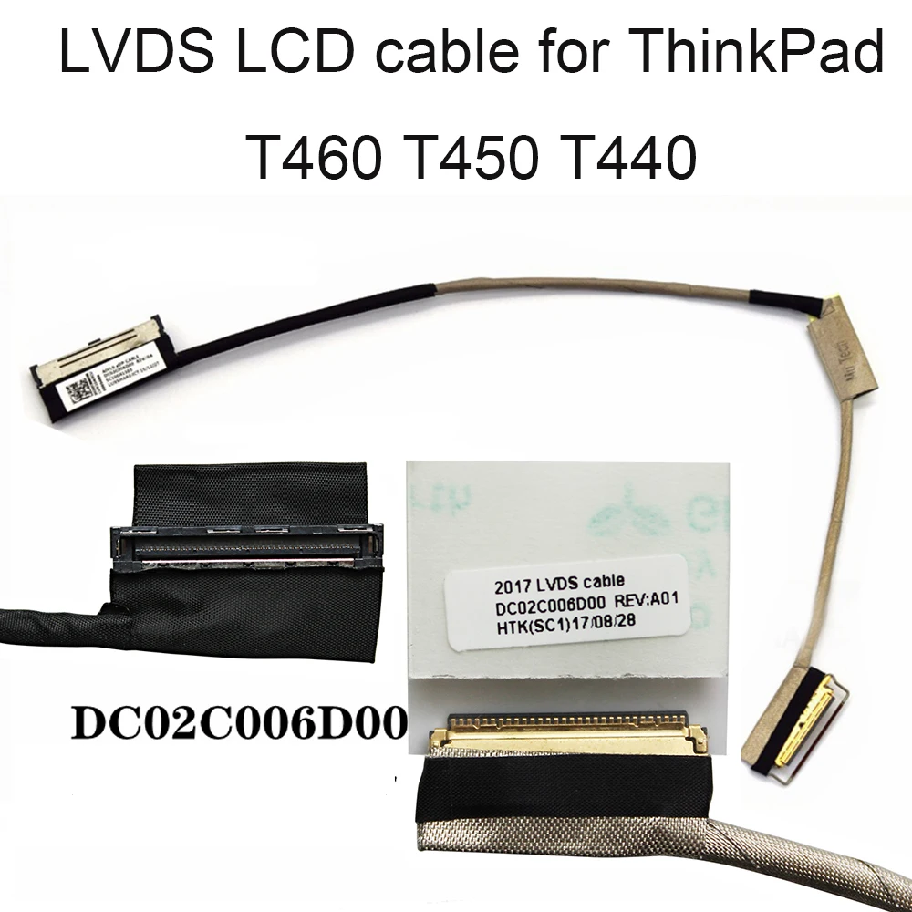 Cable de vídeo LCD LVDS FHD para ordenador portátil Lenovo ThinkPad T440 T450 T460 DC02C003Y00 DC02C006D00 00HN543 04X5449 conector de 30 pines nuevo - imagen 5