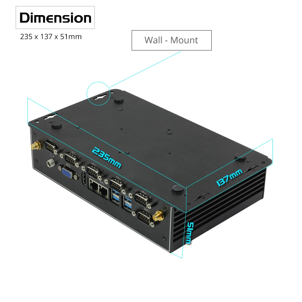 Mini PC Industrial sin ventilador con LAN dual y RS232/RS485 - imagen 2