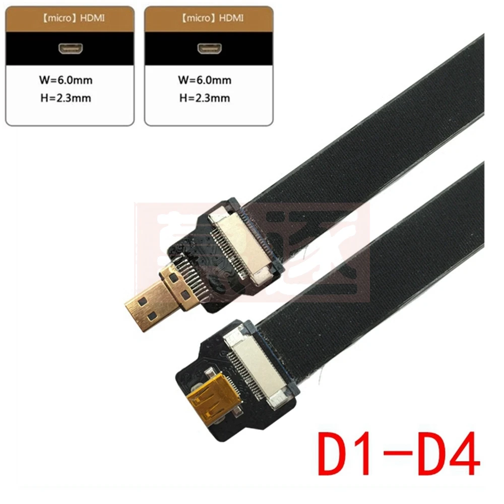 FPC Band Flache HD-kompatibel Kabel 10CM-80CM Micro HD-kompatibel Micro 90 grad Adaptador hin HDTV FPV Luft - imagen 2