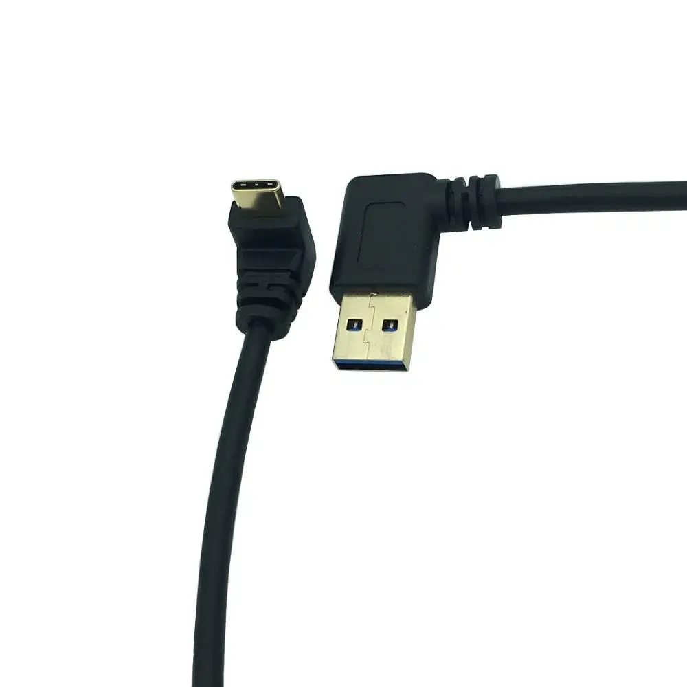 Cable USB 3.0 (tipo A) macho a USB 3.1 macho de ángulo recto de 90 grados chapado en oro: conexión de sincronización y carga de datos - imagen 3