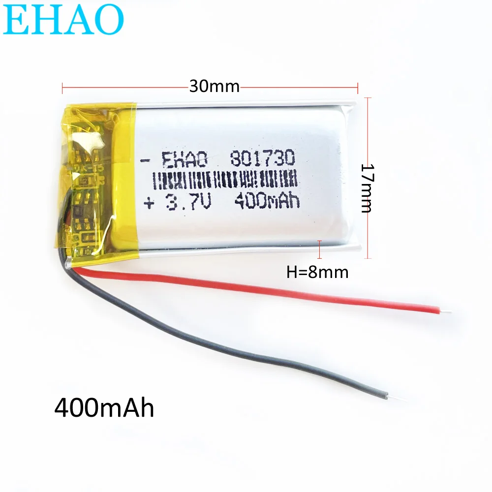 10 PCS 3.7V 400mAh Batería recargable Lipo de polímero de litio 801730   Para lápiz de grabación Mp3 GPS Bluetooth masajeador auriculares - imagen 2