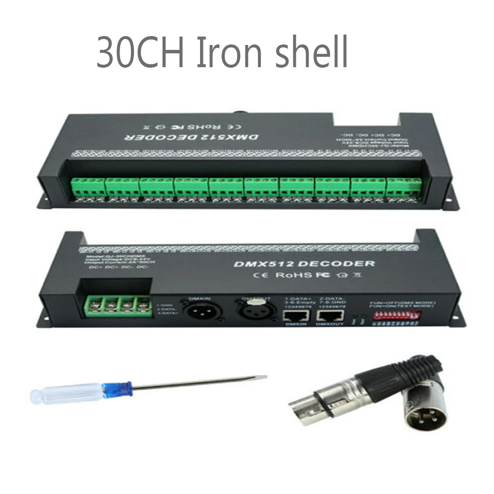 Controlador LED DMX512 RGB RGBW 3/4/6/12/ 24CH 30 canales 2A 3A 5A controlador de atenuación decodificador dmx para tira de LED 5050 RGBWW - imagen 4