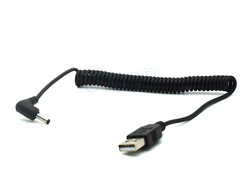 Cable USB a DC 3,5mm x 1,35mm Angular con Resorte 1m