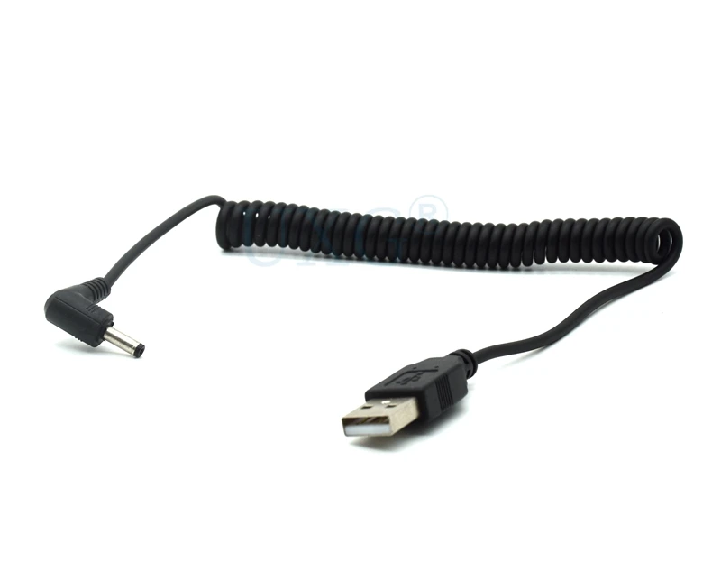 Adaptador de Cable de alimentación de resorte telescópico, Conector de barril, 90 ángulos, PC USB macho a 5V DC 3,5mm x 1,35mm, 1m - imagen 2