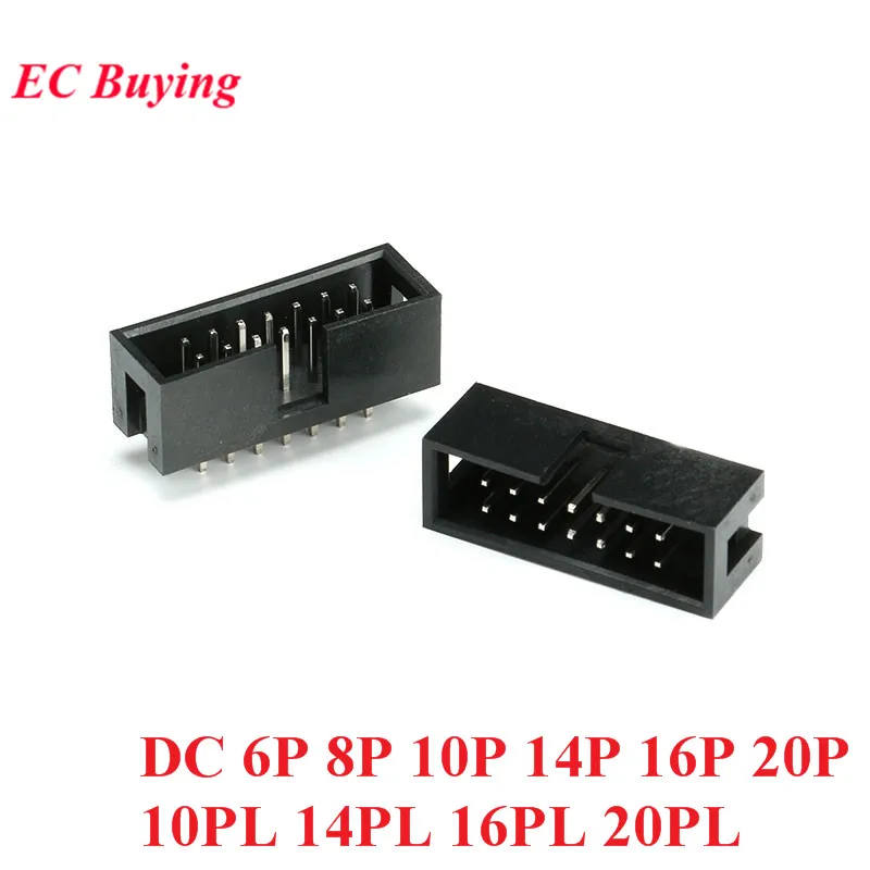 10 Uds DC3 6P 8P 10P 14P 16P 20P Pin 10PL 14PL 16PL 20PL conector de cabezal de enchufe de 2,54mm ISP macho doble espaciado recto IDC JTAG