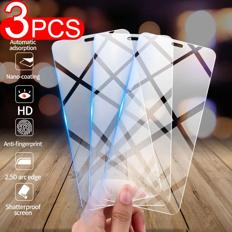 Vidrio templado transparente 9H para iPhone 15 14 Plus 13 12 mini 11 Pro X XS Max XR, película protectora de pantalla, 3 piezas - imagen 2