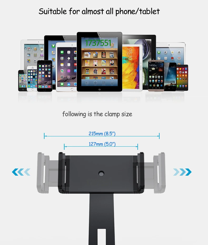 Soporte universal de aluminio para tableta, abrazadera para teléfono de alta calidad, de 4,7 "-12,9", para escritorio, con ajuste de inclinación, AP-7XN - imagen 5